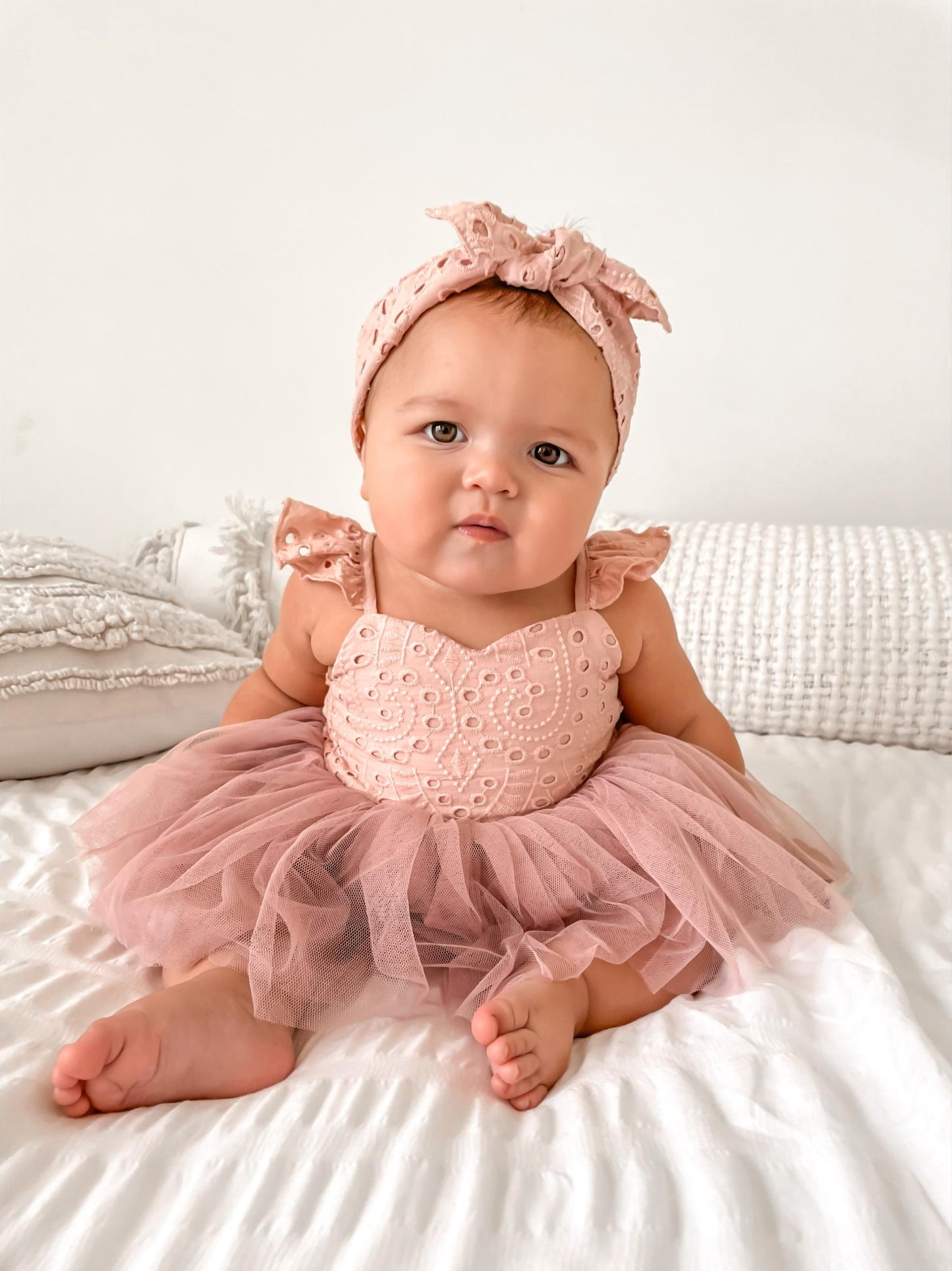 Trixie Belle Dusty Rose Pink Tutu Baby Girl Tulle Party Romper