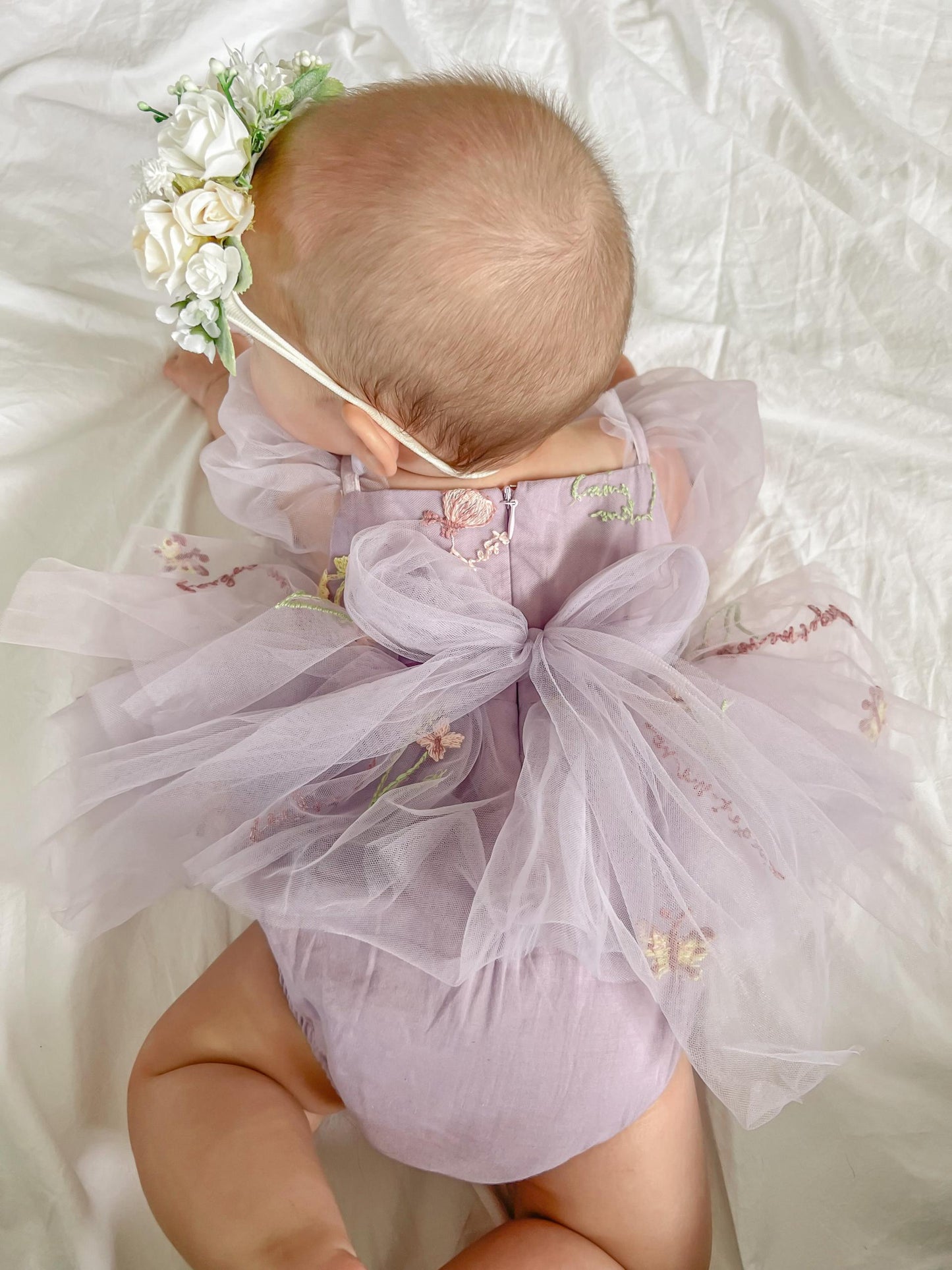 Cupcake Lavender Baby Girl Tulle Party Romper
