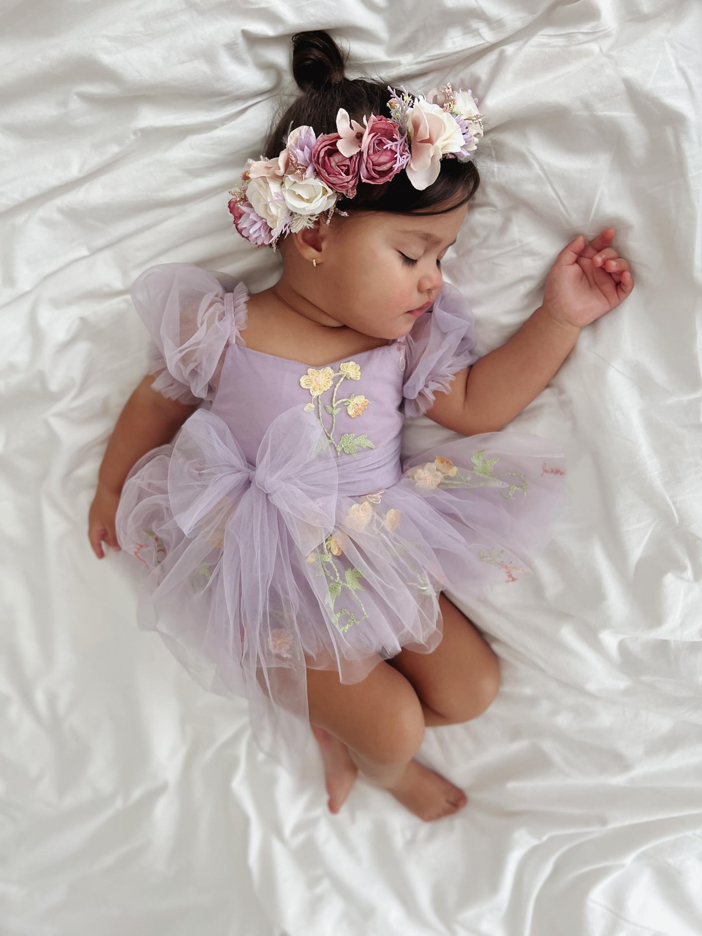 Cupcake Lavender Baby Girl Tulle Party Romper