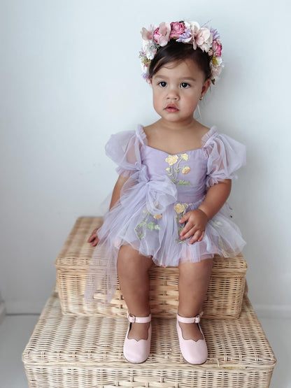 Cupcake Lavender Baby Girl Tulle Party Romper