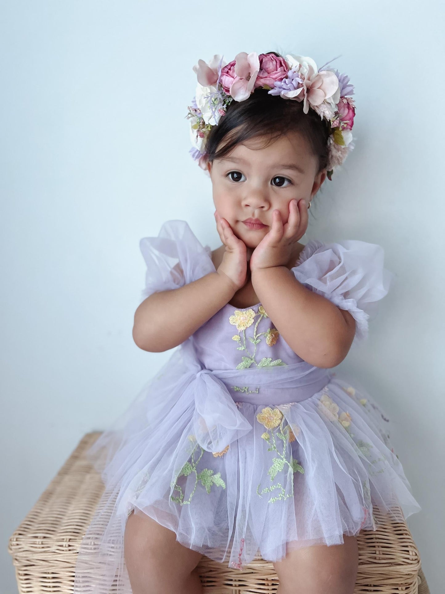 Cupcake Lavender Baby Girl Tulle Party Romper