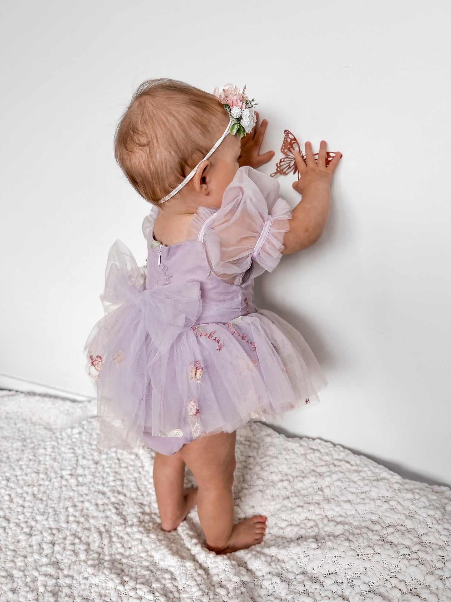 Cupcake Lavender Baby Girl Tulle Party Romper