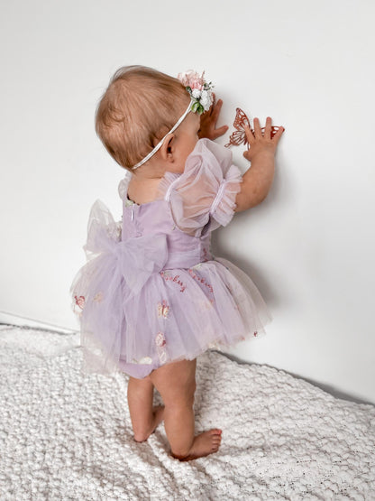 Cupcake Lavender Baby Girl Tulle Party Romper