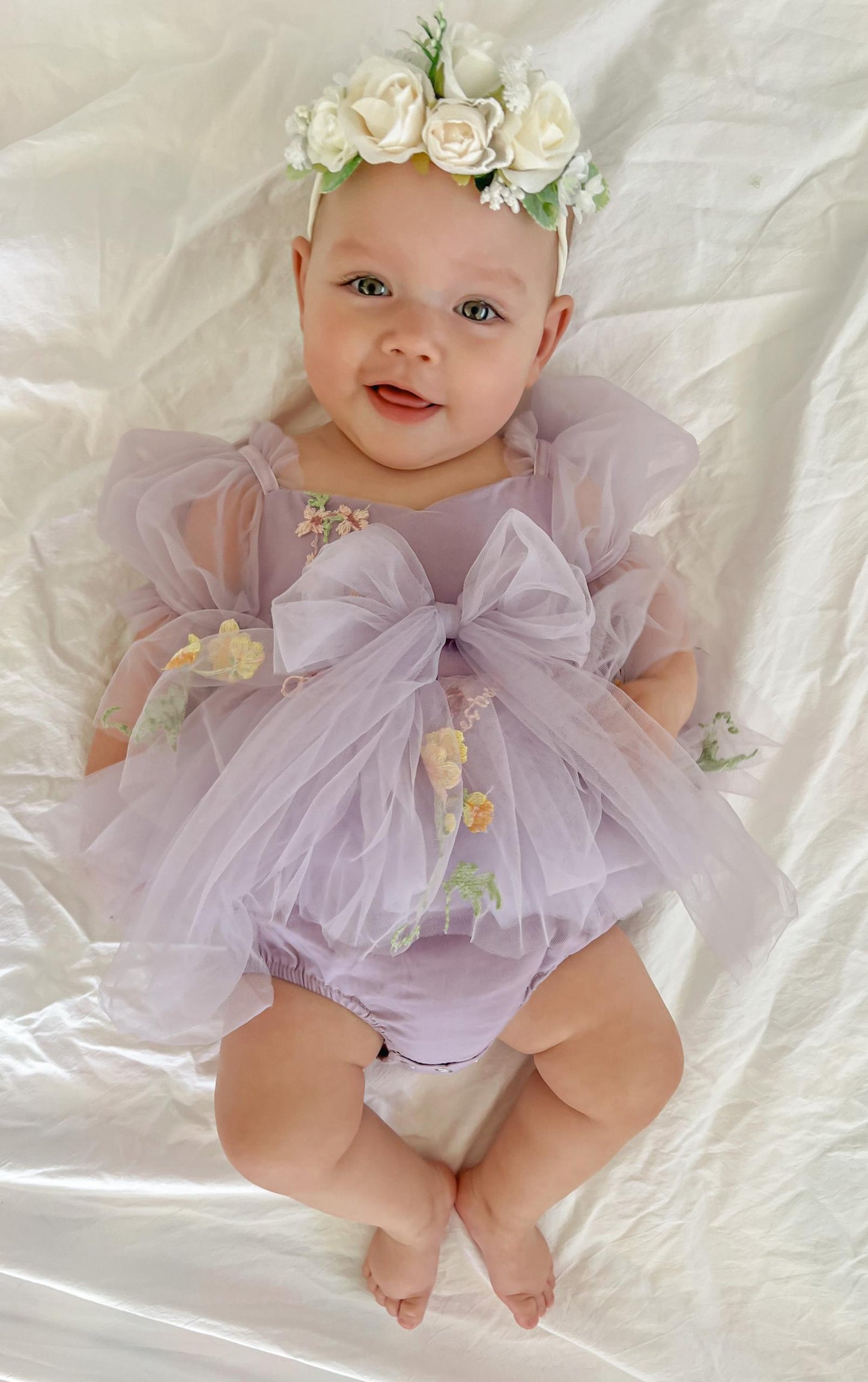Cupcake Lavender Baby Girl Tulle Party Romper