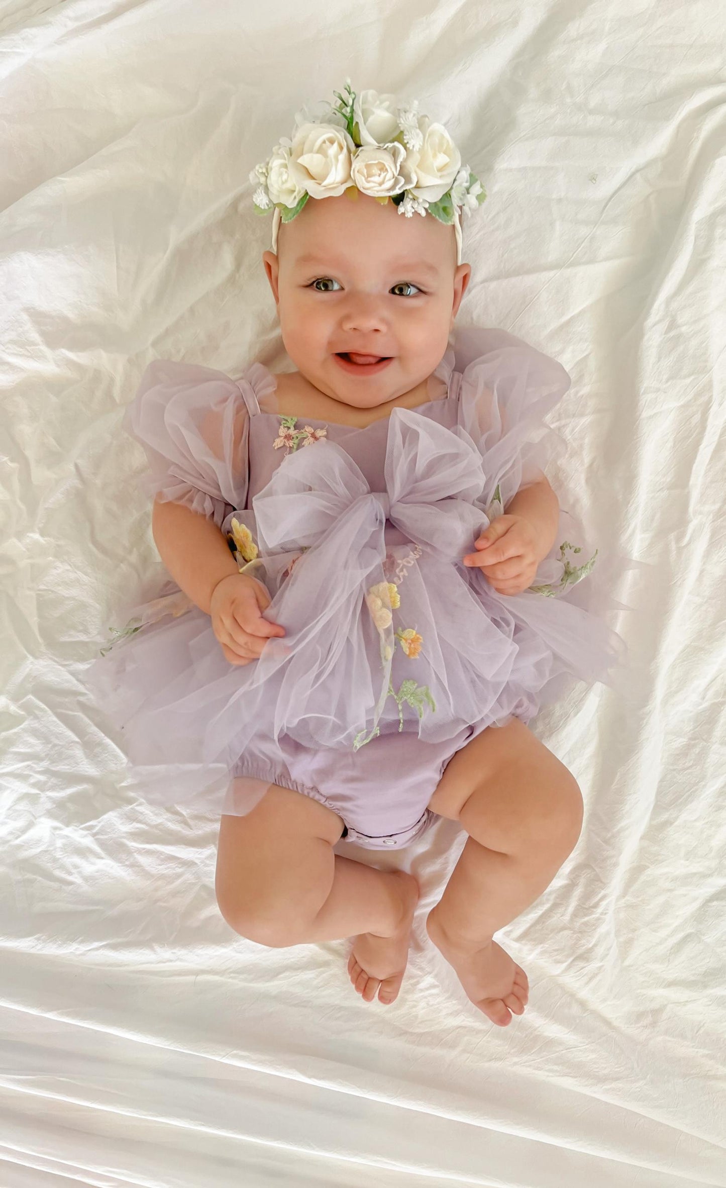 Cupcake Lavender Baby Girl Tulle Party Romper