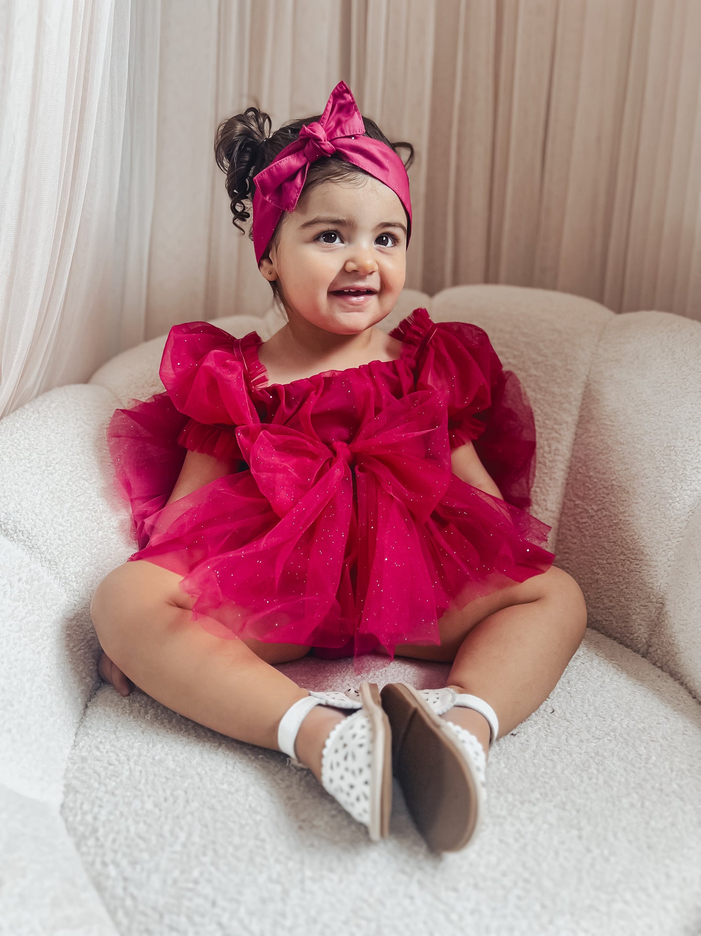 Flower Fairy Romper Ruby Red Sparkle Baby Girl Romper