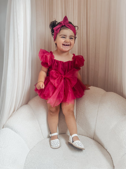 Flower Fairy Romper Ruby Red Sparkle Baby Girl Romper