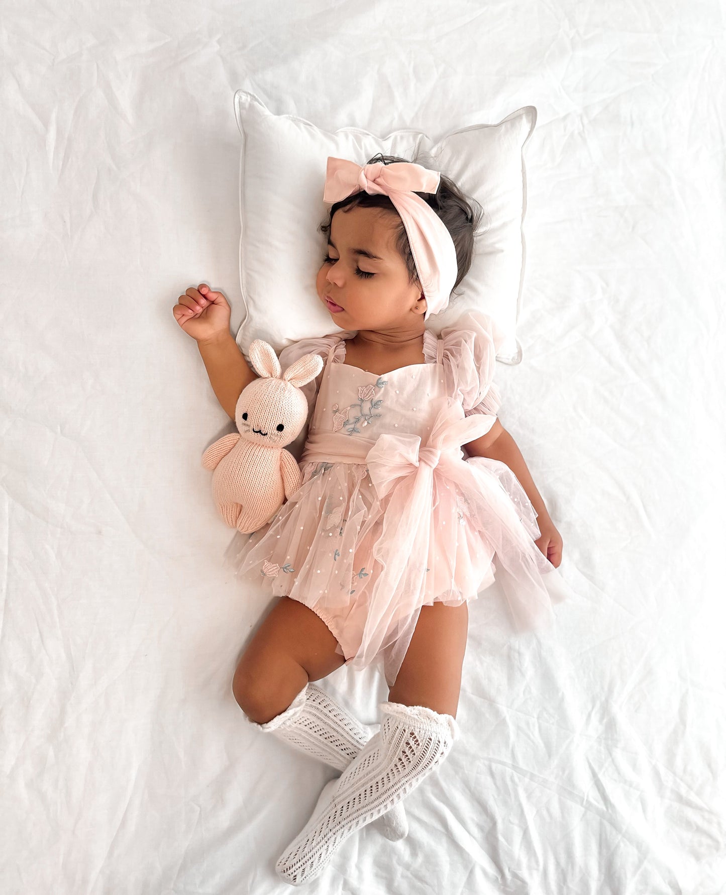 Swan Lake Ballerina Pink Embroidered Baby Girl Tulle Party Romper
