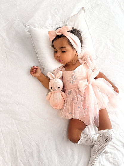 Swan Lake Ballerina Pink Embroidered Baby Girl Tulle Party Romper