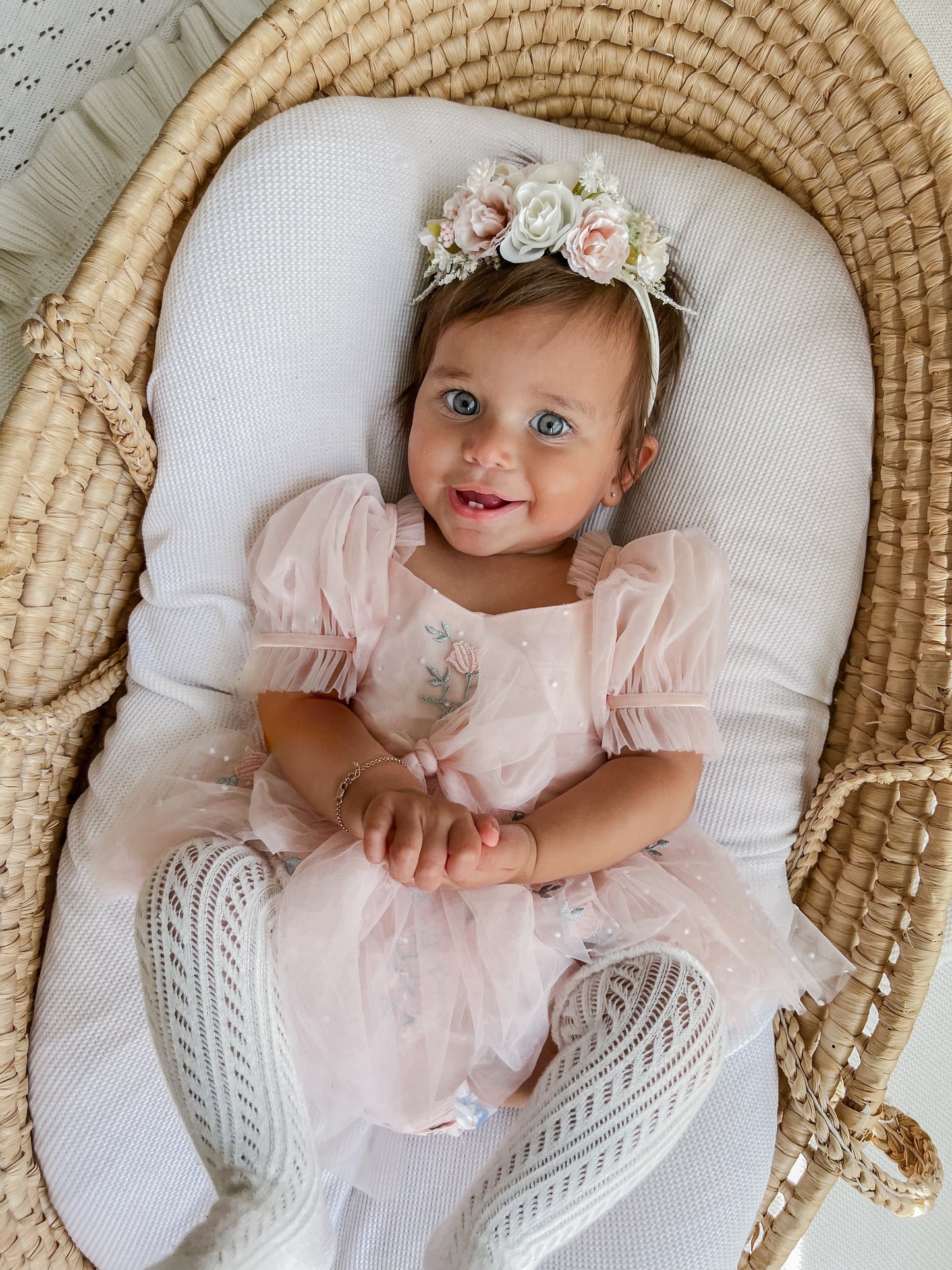 Swan Lake Ballerina Pink Embroidered Baby Girl Tulle Party Romper
