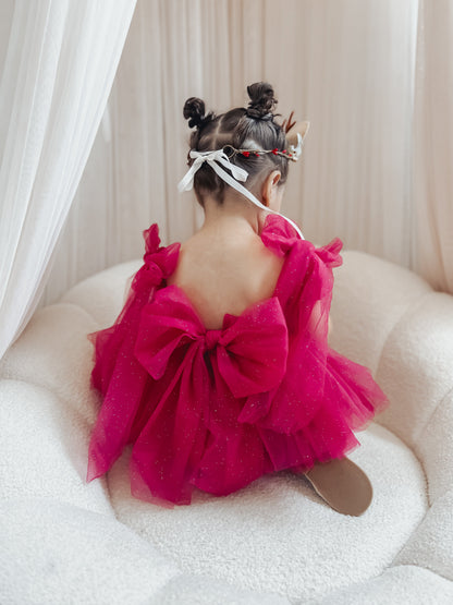 English Rose Romper Ruby Red Sparkle Baby Girl Romper