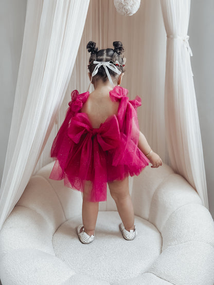 English Rose Romper Ruby Red Sparkle Baby Girl Romper