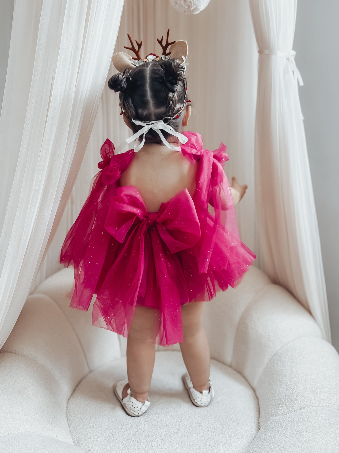 English Rose Romper Ruby Red Sparkle Baby Girl Romper