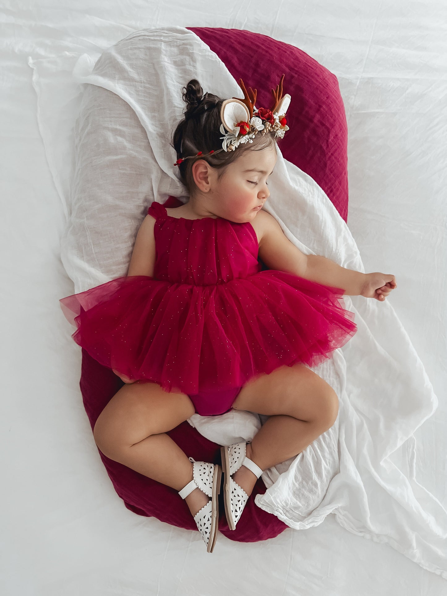 English Rose Romper Ruby Red Sparkle Baby Girl Romper