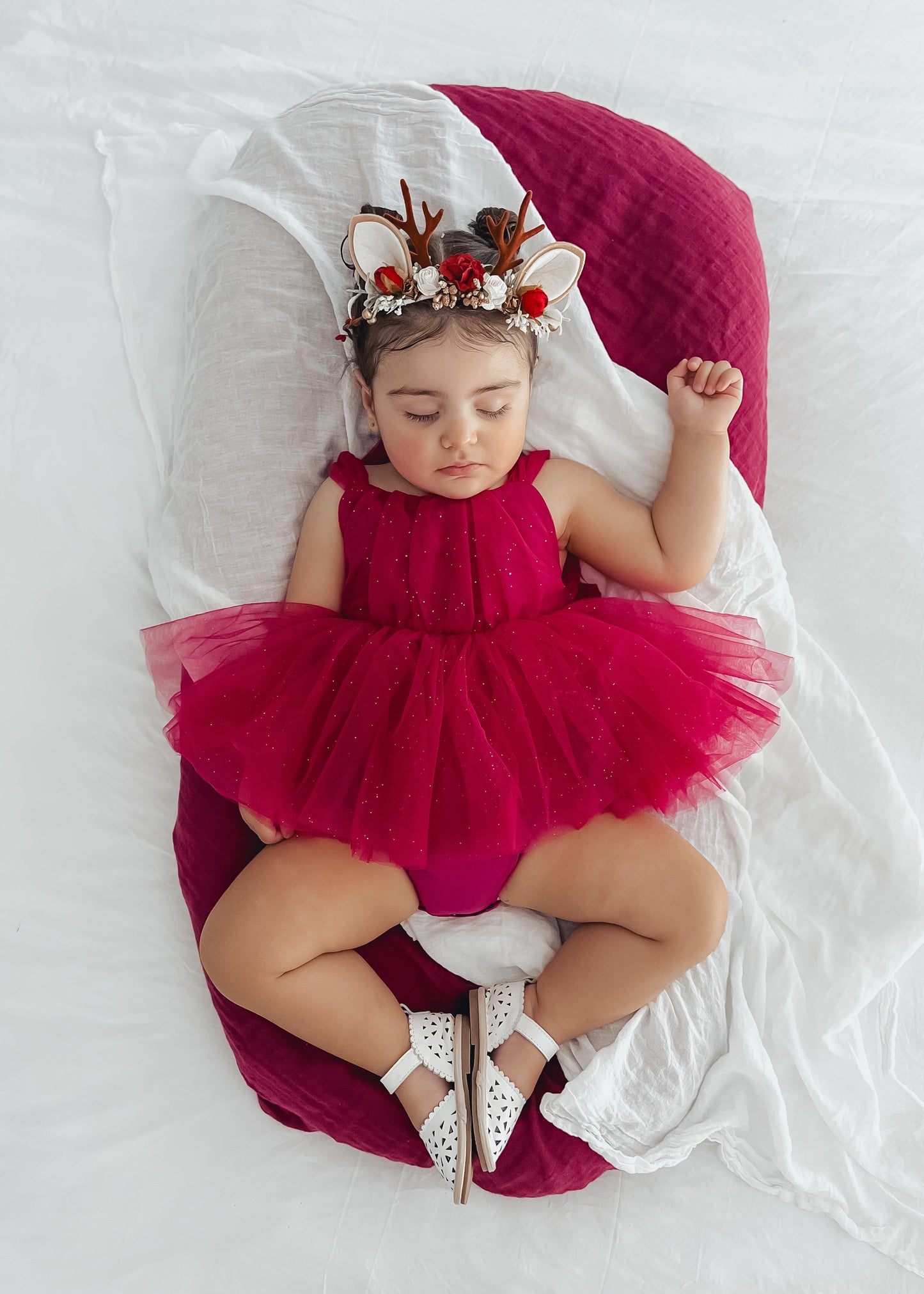 English Rose Romper Ruby Red Sparkle Baby Girl Romper