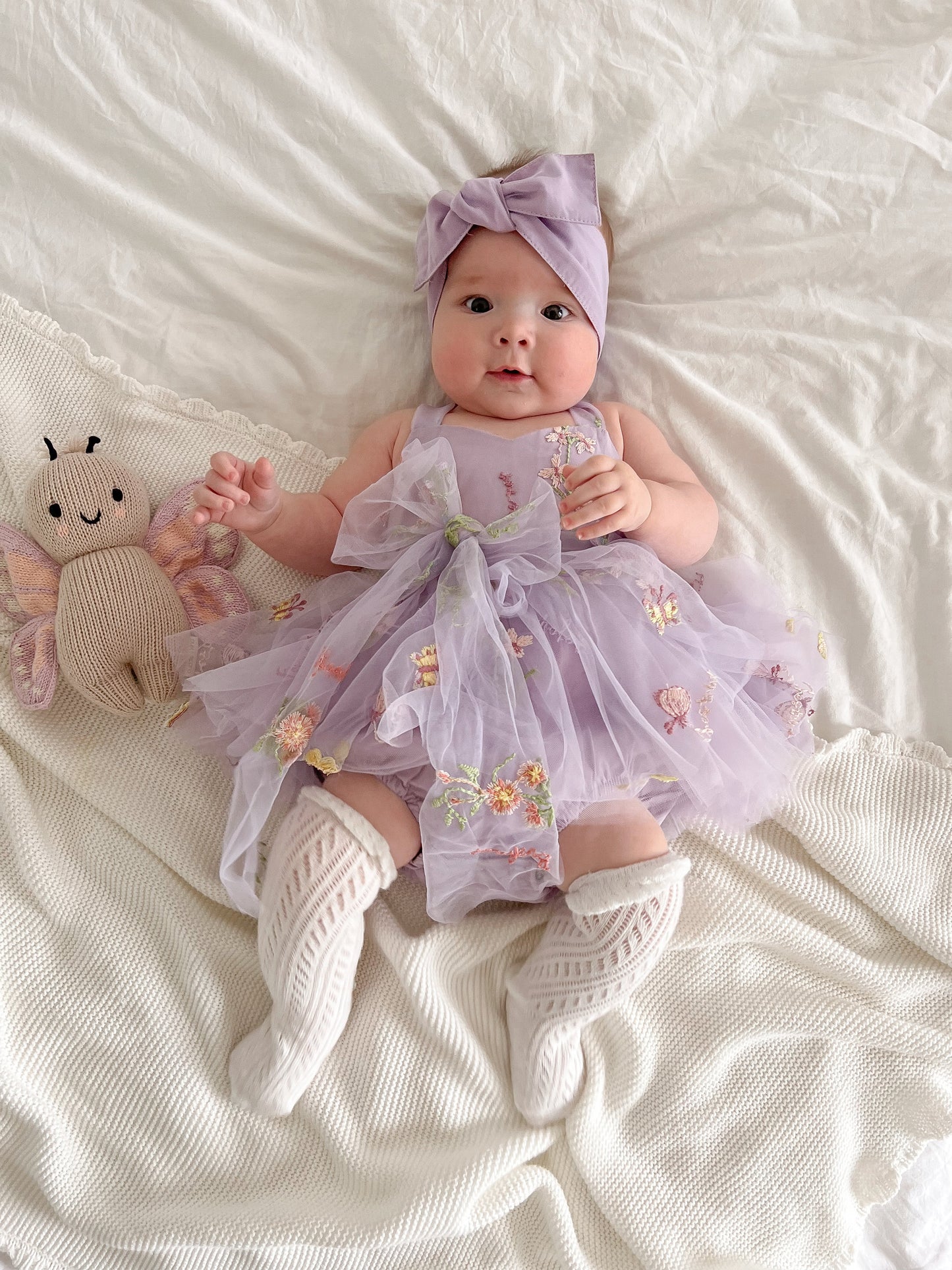 Sugar Plum Lavender Baby Girl Tulle Party Romper