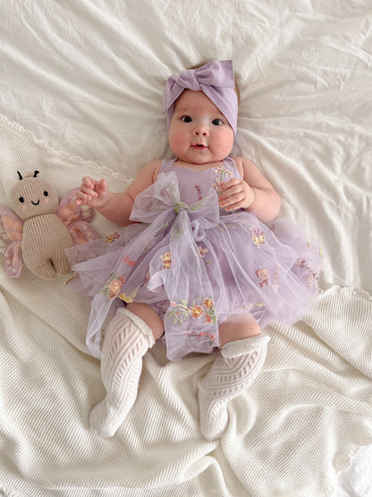 Sugar Plum Lavender Baby Girl Tulle Party Romper