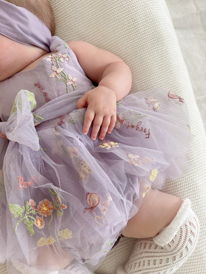 Sugar Plum Lavender Baby Girl Tulle Party Romper