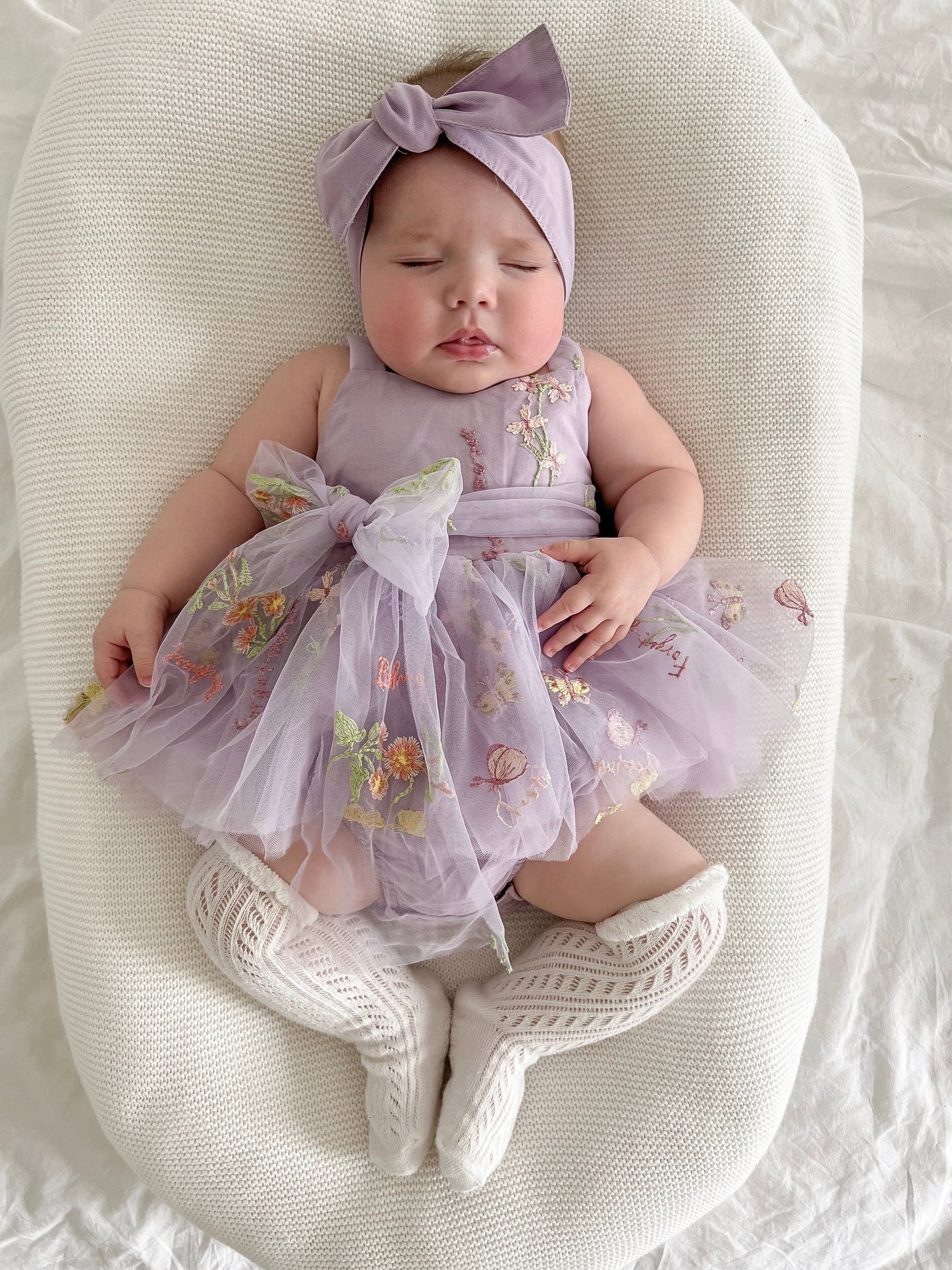 Sugar Plum Lavender Baby Girl Tulle Party Romper