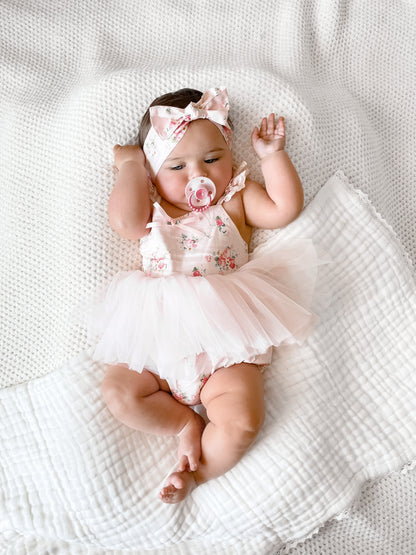 Mirabelle Flower Candy Pink Baby Girl Floral Tulle Party Romper