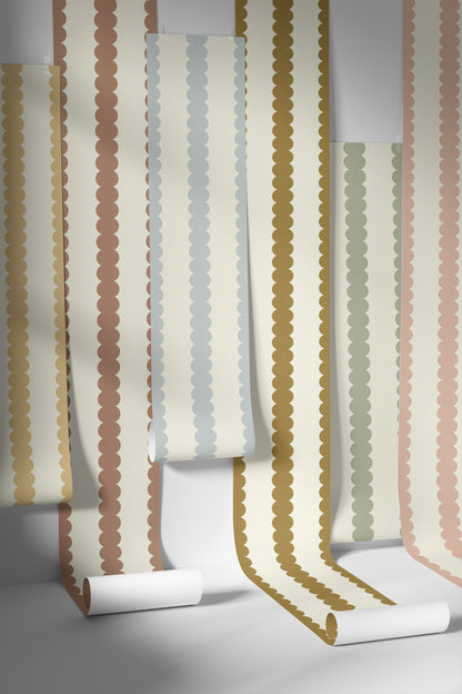 Scallop Stripe Wallpaper, Blue