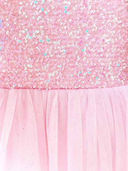 Polly Candy Pink Sequin Baby Girl Tulle Party Romper