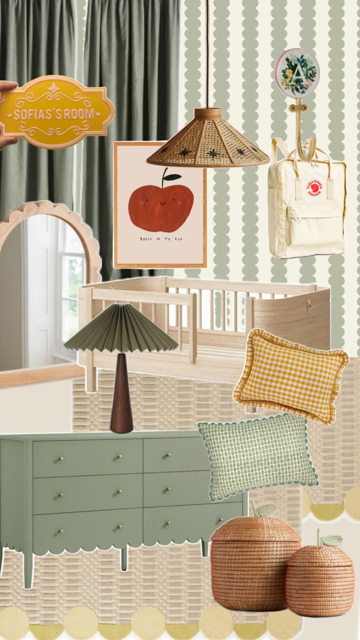 Scallop Stripe Wallpaper, Green