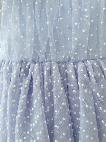 Swiss Dot Periwinkle Flower Fairy Baby Girl Tulle Party Romper