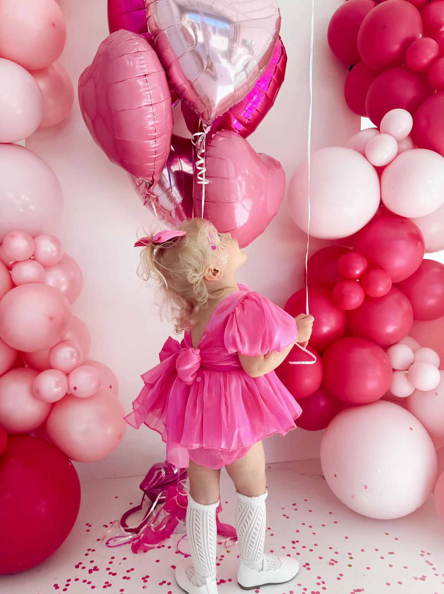 Dolly Fuchsia Pink Organza Baby Girl Party Romper