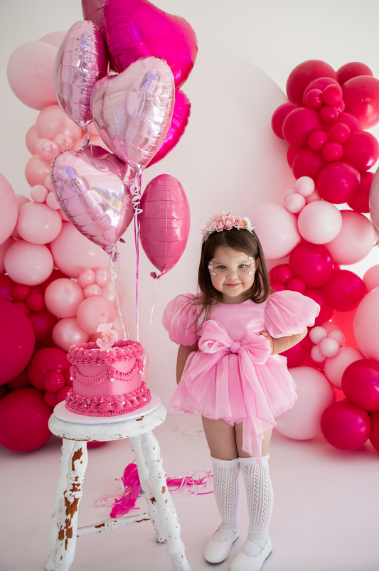 Dolly Candy Pink Organza Baby Girl Party Romper