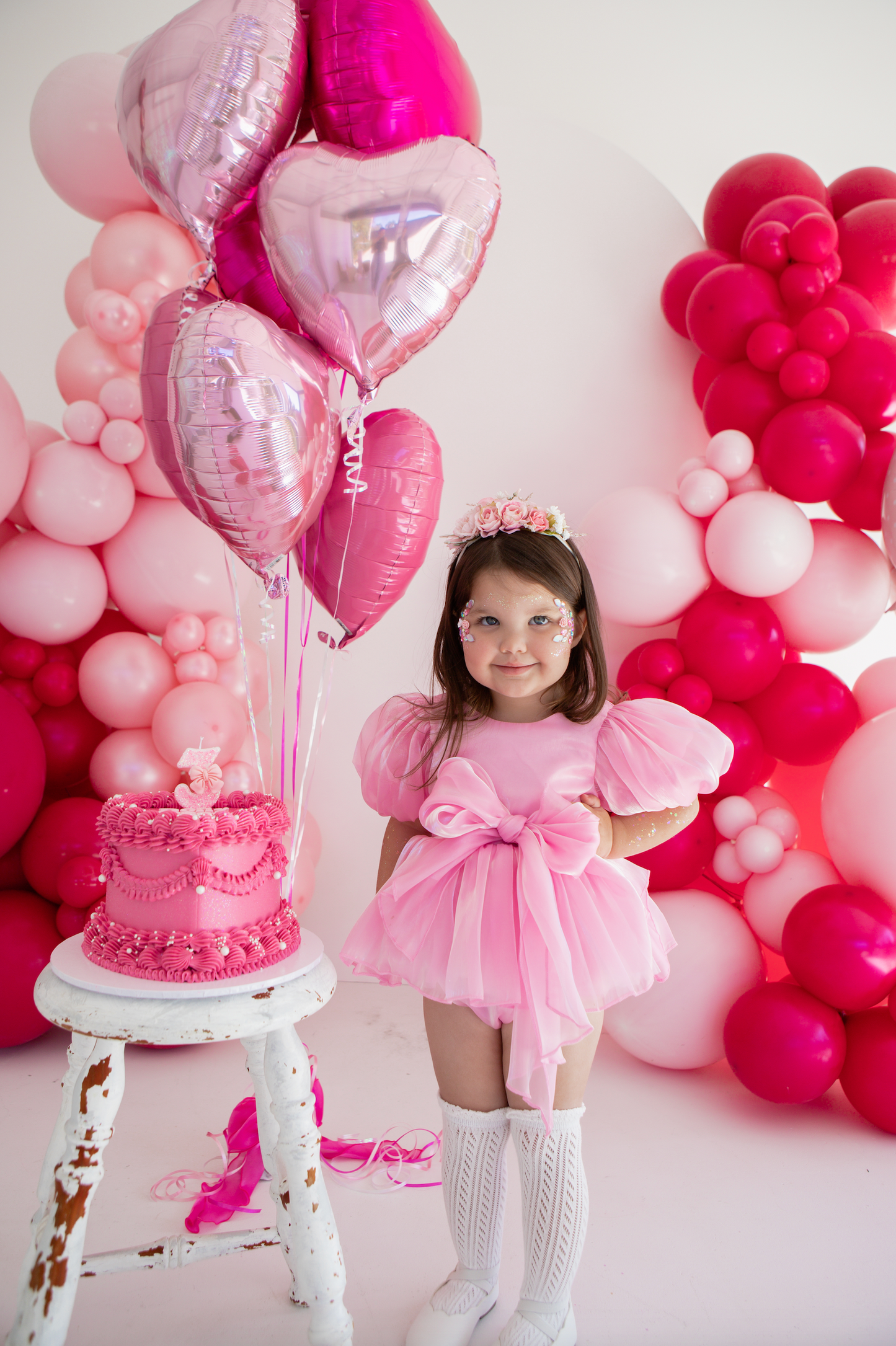 Dolly Candy Pink Organza Baby Girl Party Romper
