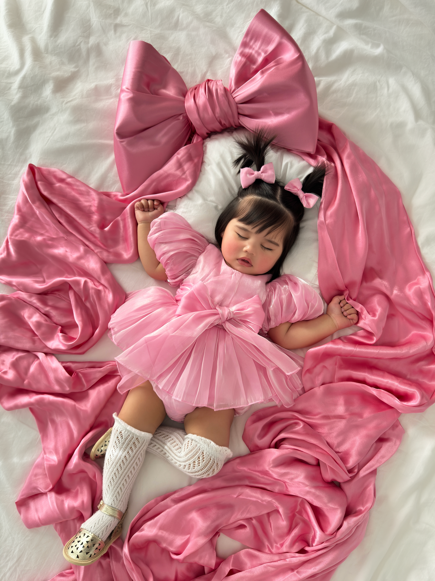 Dolly Candy Pink Organza Baby Girl Party Romper
