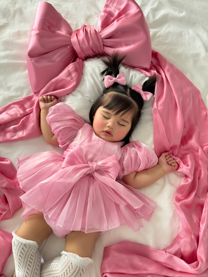 Dolly Candy Pink Organza Baby Girl Party Romper