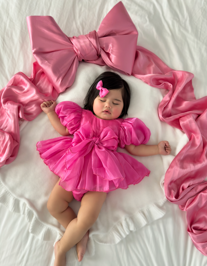 Dolly Fuchsia Pink Organza Baby Girl Party Romper