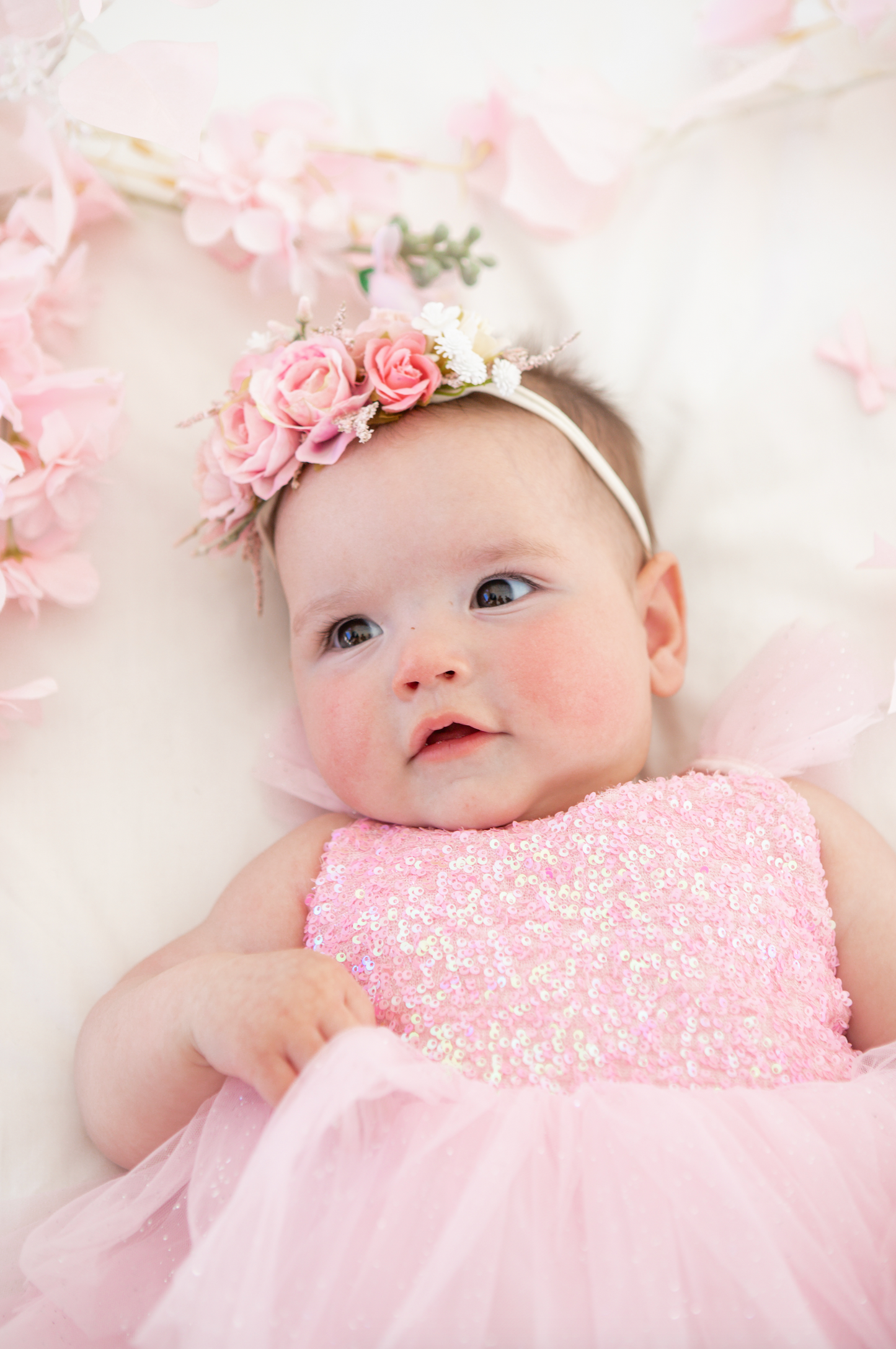 Polly Candy Pink Sequin Baby Girl Tulle Party Romper