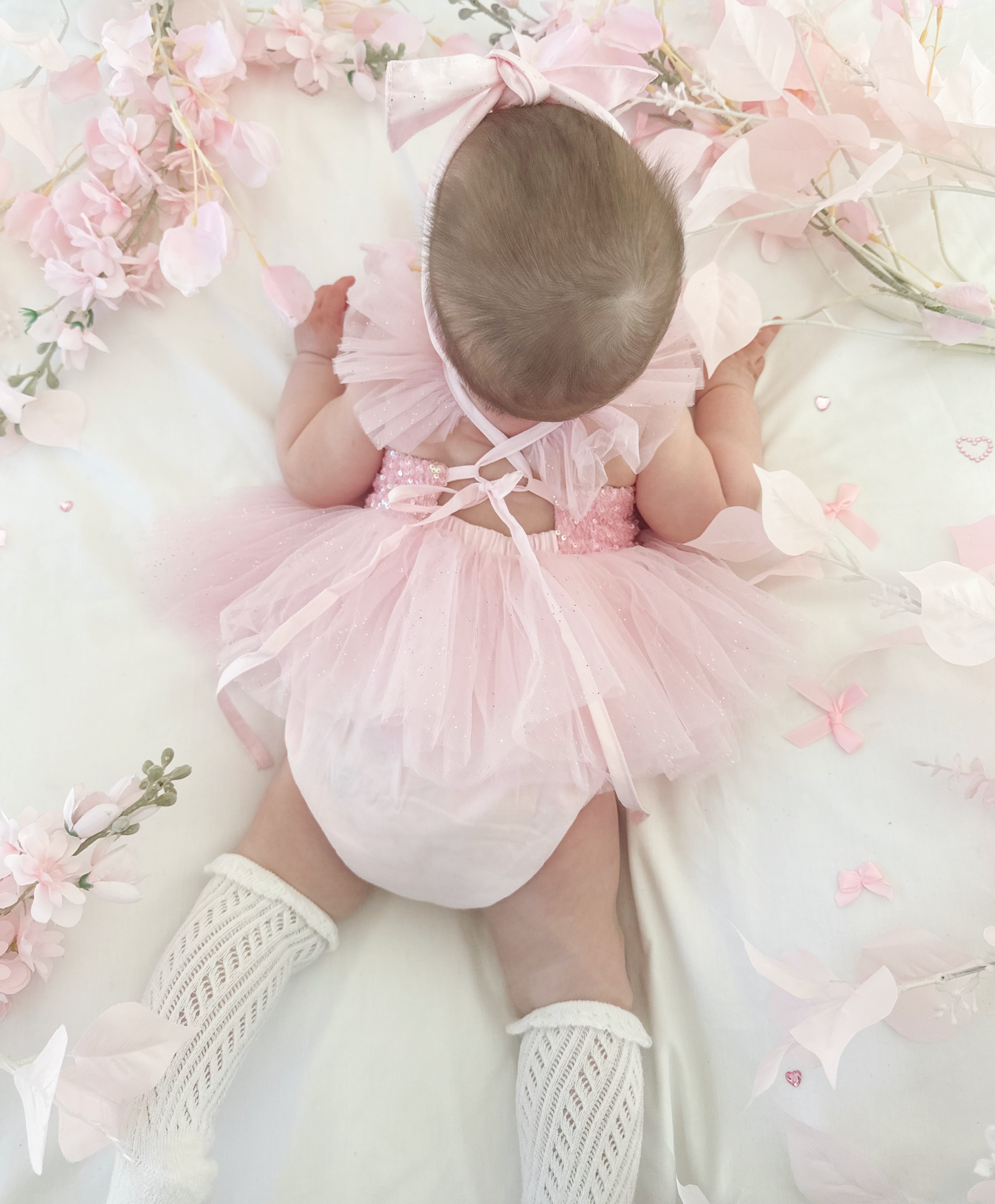 Polly Candy Pink Sequin Baby Girl Tulle Party Romper