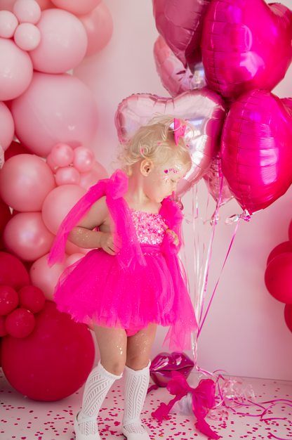 Theodora Fuchsia Pink Sequin Baby Girl Tulle Party Romper