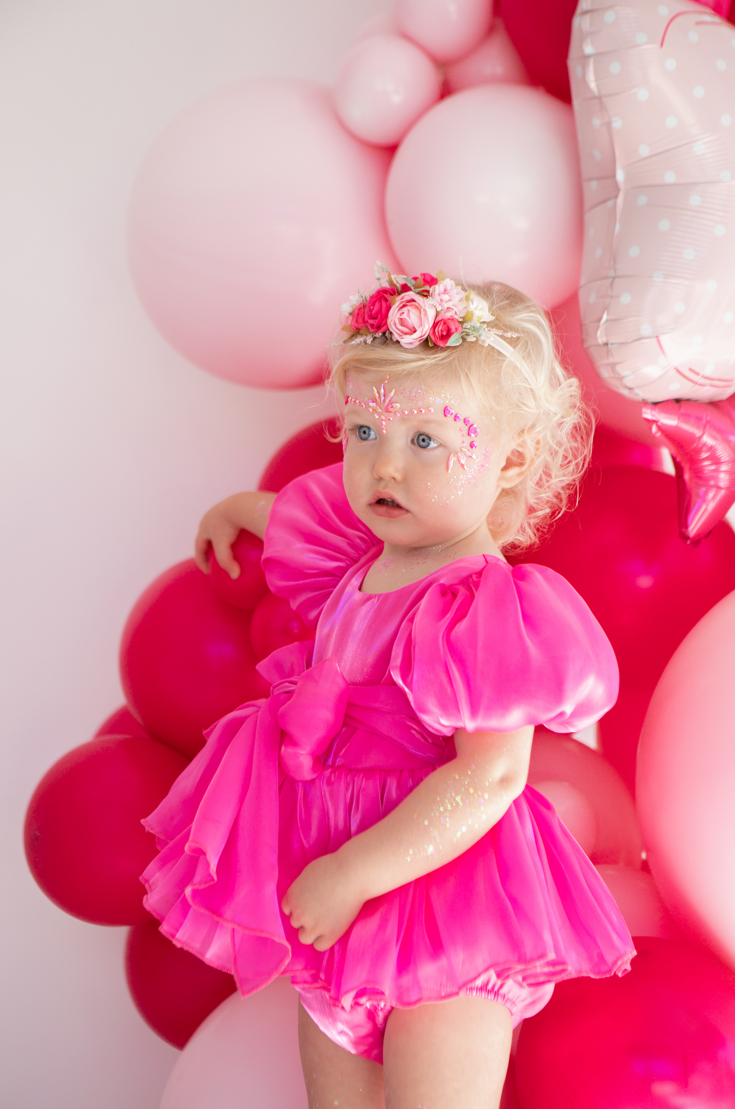 Dolly Fuchsia Pink Organza Baby Girl Party Romper