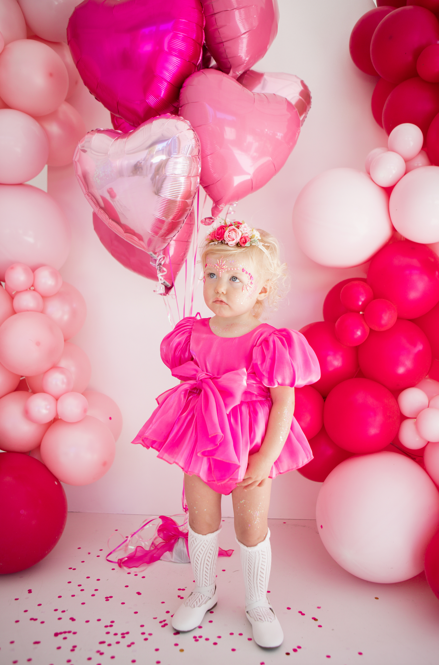 Dolly Fuchsia Pink Organza Baby Girl Party Romper