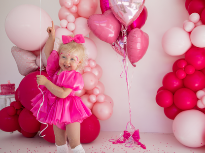 Dolly Fuchsia Pink Organza Baby Girl Party Romper