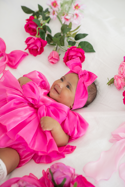 Dolly Fuchsia Pink Organza Baby Girl Party Romper