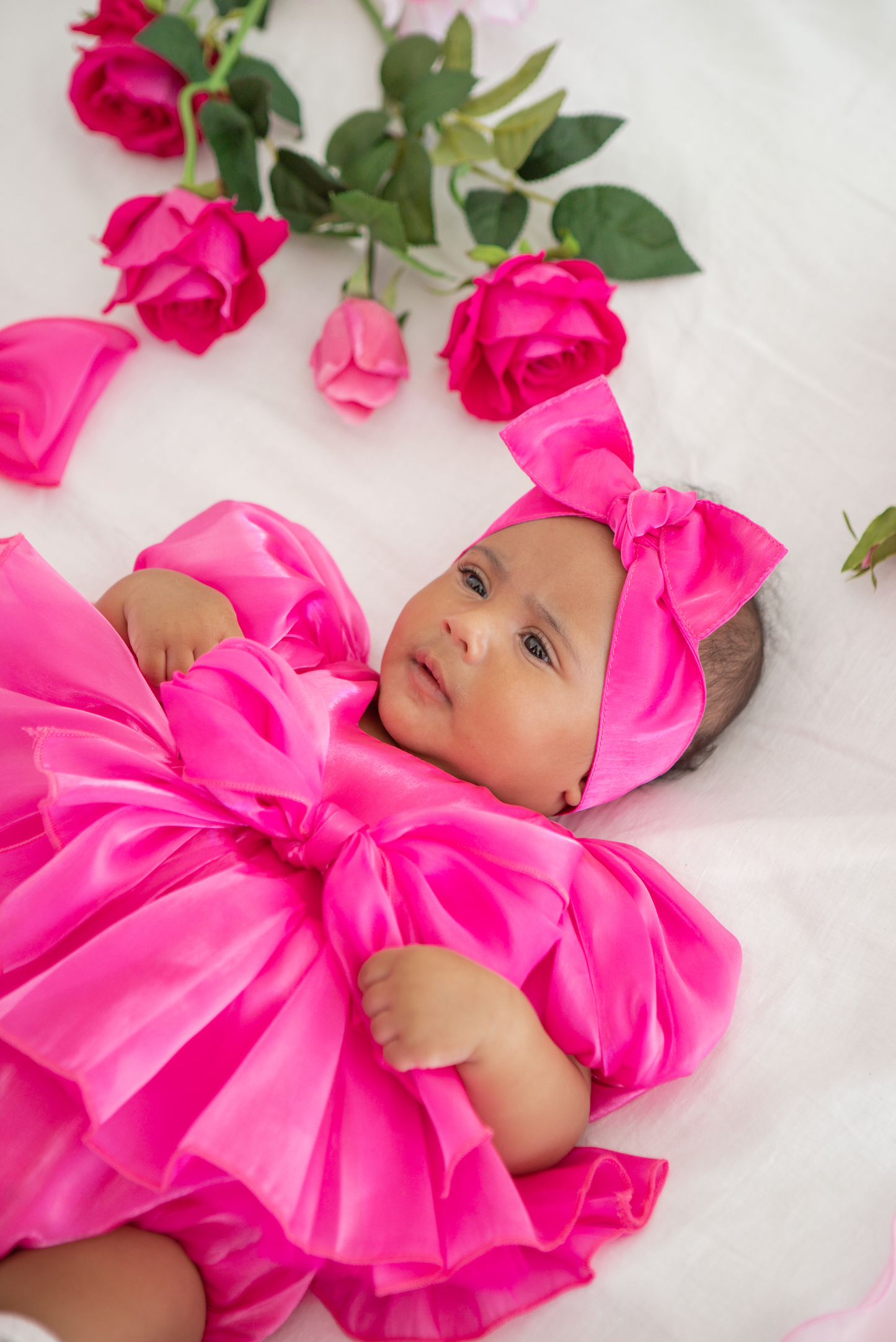 Dolly Fuchsia Pink Organza Baby Girl Party Romper