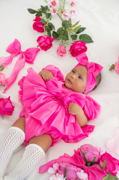 Dolly Fuchsia Pink Organza Baby Girl Party Romper