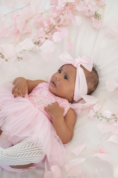 Polly Candy Pink Sequin Baby Girl Tulle Party Romper
