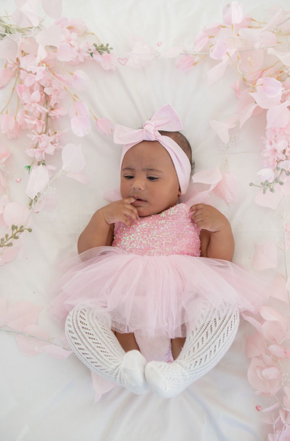Polly Candy Pink Sequin Baby Girl Tulle Party Romper
