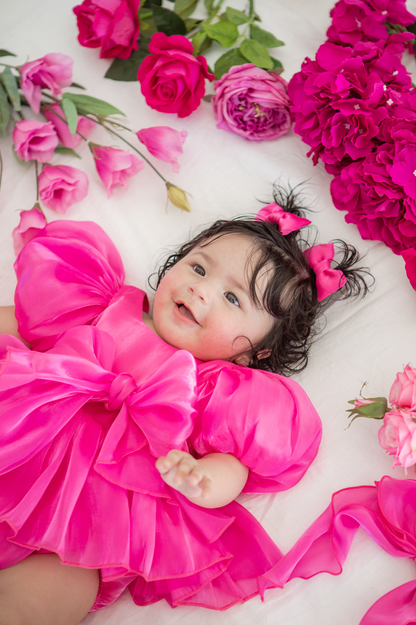 Dolly Fuchsia Pink Organza Baby Girl Party Romper