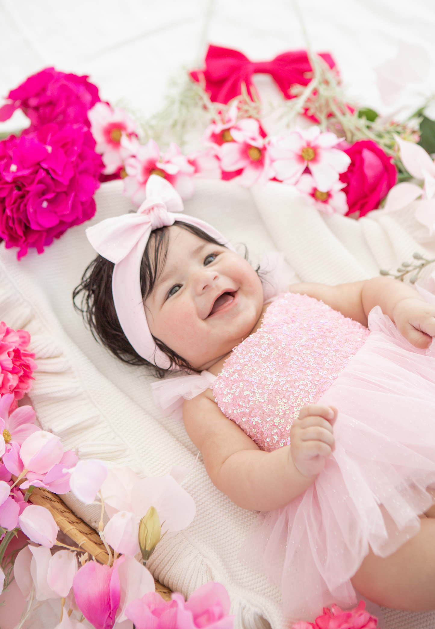 Polly Candy Pink Sequin Baby Girl Tulle Party Romper