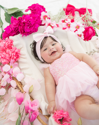 Polly Candy Pink Sequin Baby Girl Tulle Party Romper