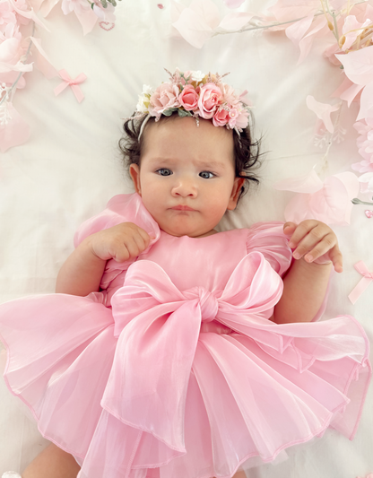 Dolly Candy Pink Organza Baby Girl Party Romper