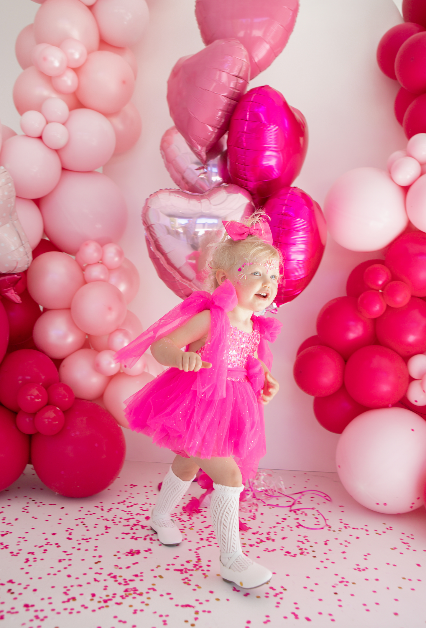 Theodora Fuchsia Pink Sequin Baby Girl Tulle Party Romper
